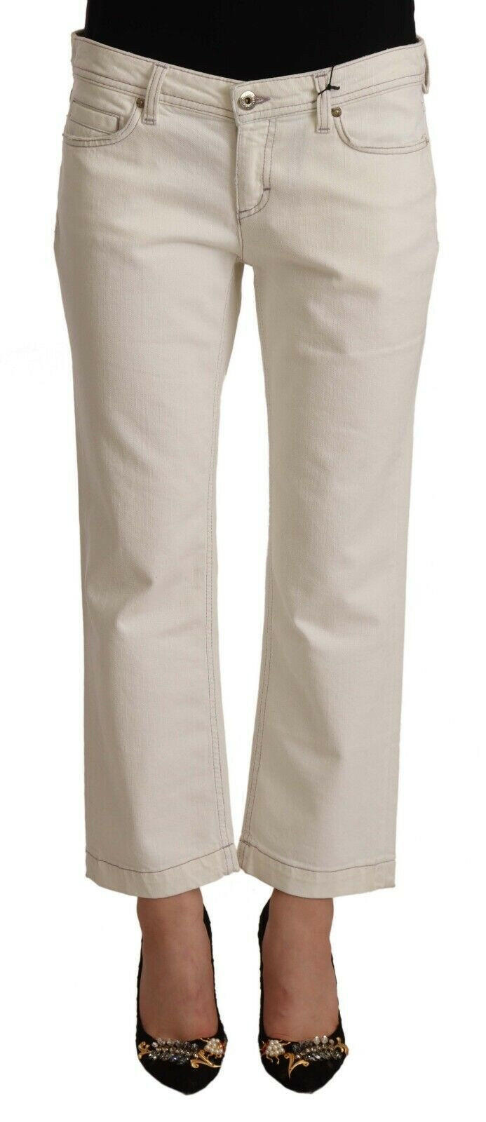Dolce & Gabbana Off White Cotton Flared Cropped Denim Jeans - - Dolce & Gabbana.