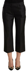 Dolce & Gabbana Black 100% Silk Flared Cropped Pants - - Dolce & Gabbana.