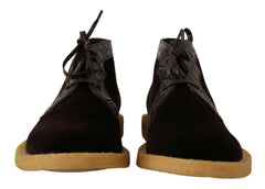 Dolce & Gabbana Brown Velvet Exotic Leather Boots -   -  Dolce & Gabbana.