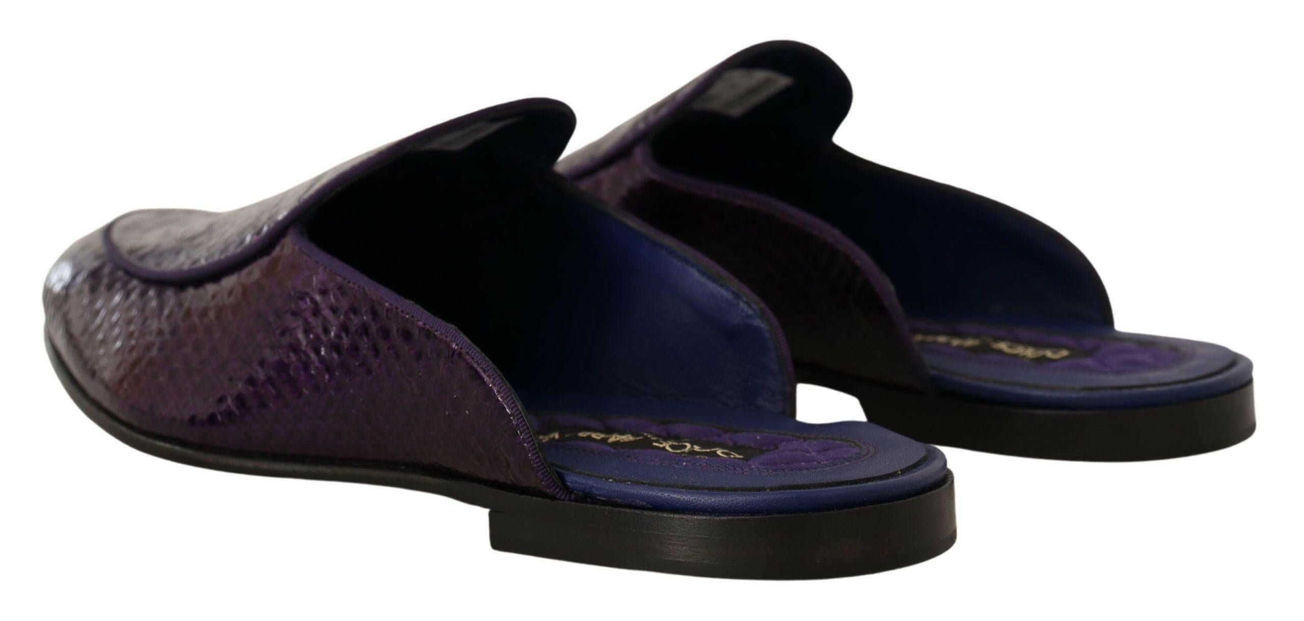 Dolce & Gabbana Purple Exotic Leather Flats Slides Shoes -   -  Dolce & Gabbana. Dolce & Gabbana Purple Exotic Leather Flats Slides Shoes -   -  Dolce & Gabbana.