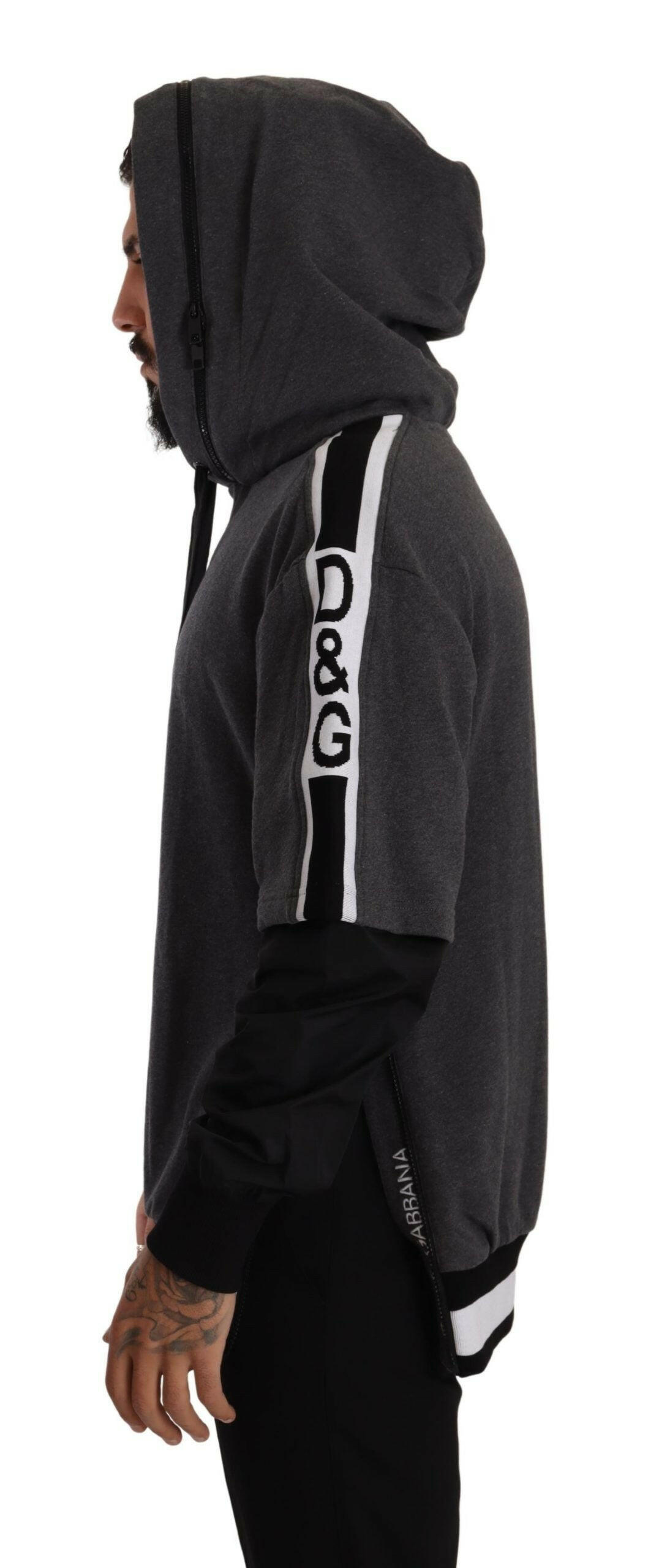Dolce & Gabbana Gray Black Cotton Hooded #DGMILLENNIALS Sweater -   -  Dolce & Gabbana. Dolce & Gabbana Gray Black Cotton Hooded #DGMILLENNIALS Sweater -   -  Dolce & Gabbana.