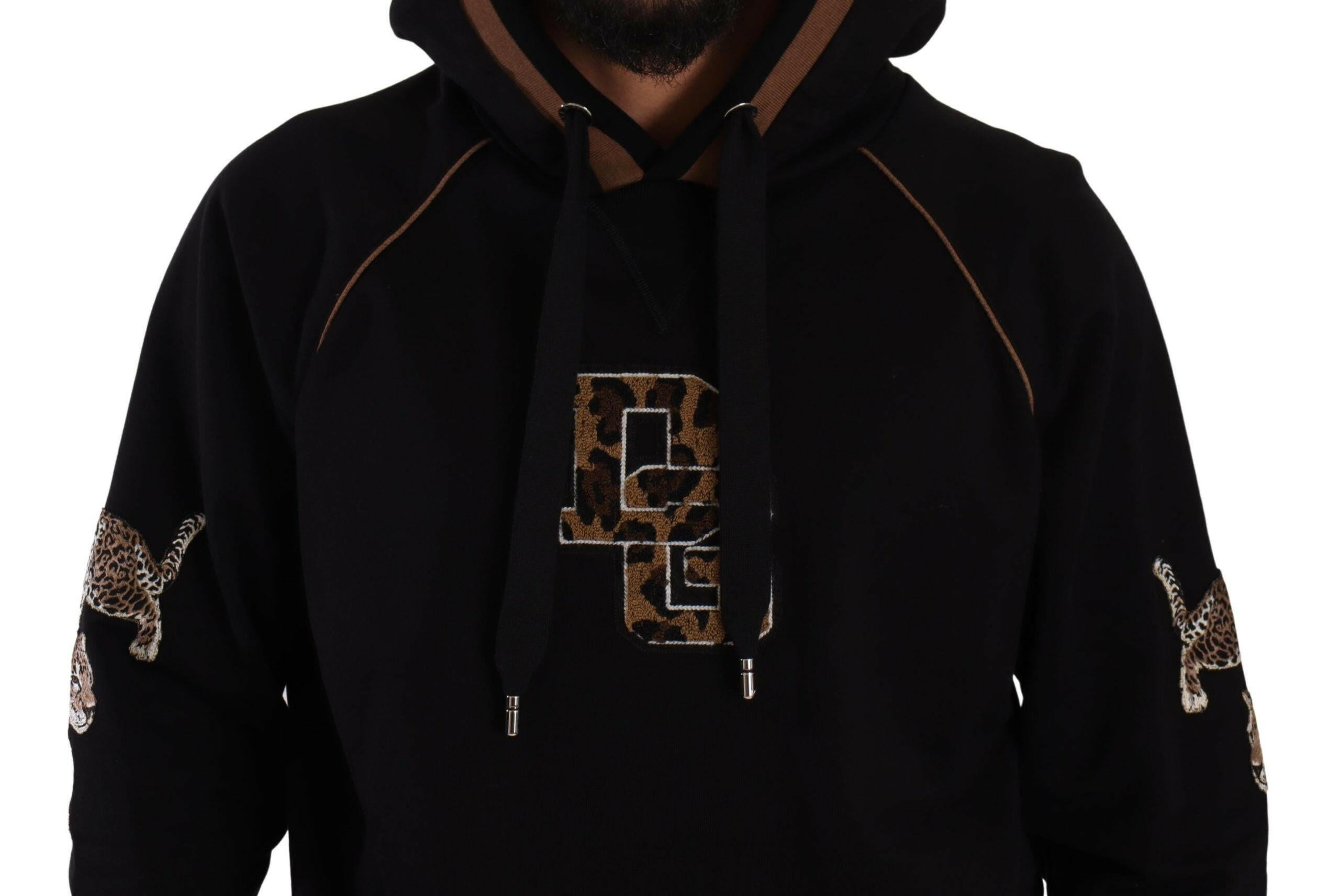 Dolce & Gabbana Black Brown Leopard Cotton Hooded Pullover Sweater -   -  Dolce & Gabbana. Dolce & Gabbana Black Brown Leopard Cotton Hooded Pullover Sweater -   -  Dolce & Gabbana.