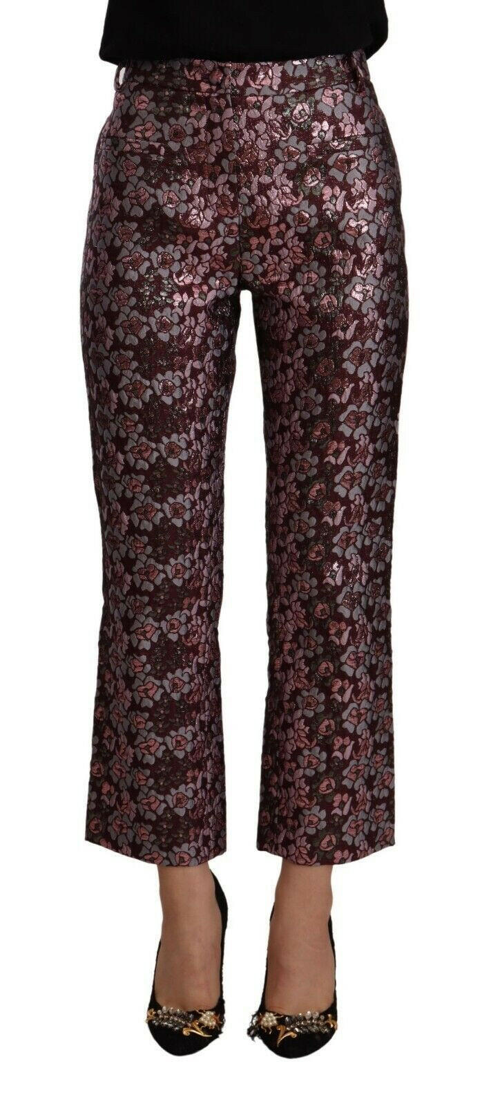 House of Holland Multicolor Floral Jacquard Flared Cropped Pants - - House of Holland.