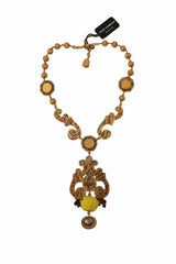 Dolce & Gabbana Gold Brass Carretto Sicily Statement Crystal Chain Necklace -   -  Dolce & Gabbana.