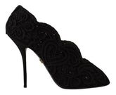Dolce & Gabbana Black Cordonetto Ricamo Pump Open Toe Shoes -   -  Dolce & Gabbana.