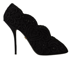 Dolce & Gabbana Black Cordonetto Ricamo Pump Open Toe Shoes -   -  Dolce & Gabbana.