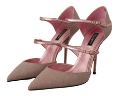 Dolce & Gabbana Pink Glittered Strappy Sandals Mary Jane Shoes -   -  Dolce & Gabbana.