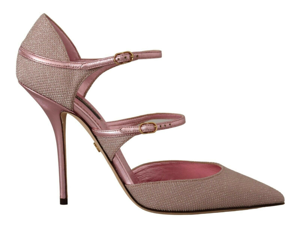 Dolce & Gabbana Pink Glittered Strappy Sandals Mary Jane Shoes -   -  Dolce & Gabbana.