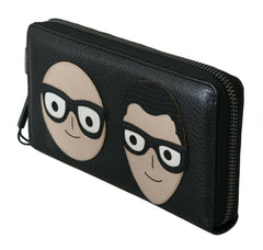 Dolce & Gabbana Black Leather #DGFAMILY Zipper Continental Mens Wallet -  Leather Wallet for Men -  Dolce & Gabbana.