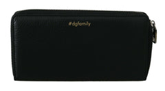 Dolce & Gabbana Black Leather #DGFAMILY Zipper Continental Mens Wallet -  Leather Wallet for Men -  Dolce & Gabbana.