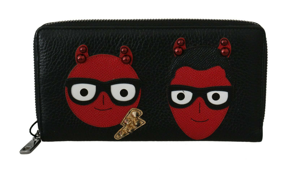 Dolce & Gabbana Black Red Leather #DGFAMILY Zipper Continental Wallet -  Leather Wallet for Men -  Dolce & Gabbana.