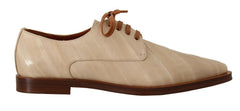 Dolce & Gabbana White Eel Leather Lace Up Formal Flats Shoes -   -  Dolce & Gabbana.