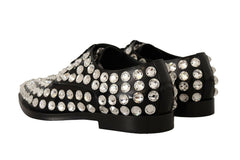 Dolce & Gabbana Black Leather Crystals Lace Up Formal Shoes -   -  Dolce & Gabbana.