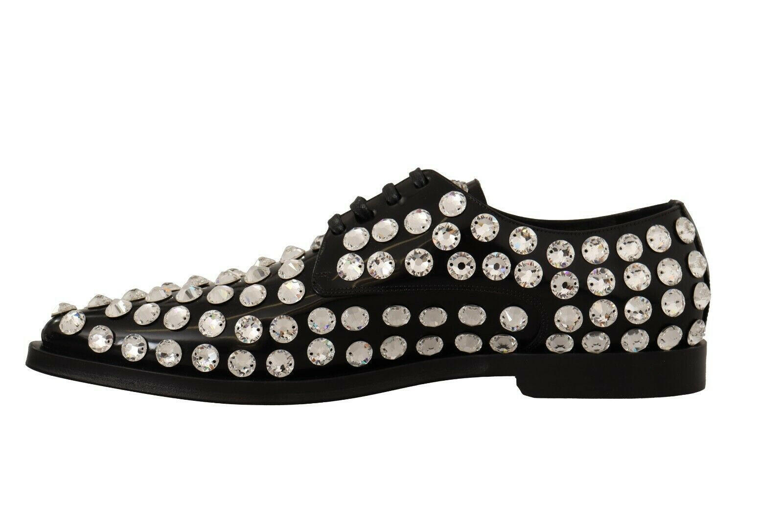 Dolce & Gabbana Black Leather Crystals Lace Up Formal Shoes -   -  Dolce & Gabbana. Dolce & Gabbana Black Leather Crystals Lace Up Formal Shoes -   -  Dolce & Gabbana.