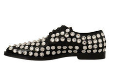 Dolce & Gabbana Black Leather Crystals Lace Up Formal Shoes -   -  Dolce & Gabbana.