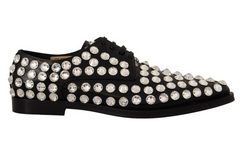 Dolce & Gabbana Black Leather Crystals Lace Up Formal Shoes -   -  Dolce & Gabbana.