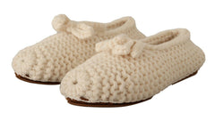 Dolce & Gabbana White Slip On Ballerina Flats Wool Knit Shoes -   -  Dolce & Gabbana.