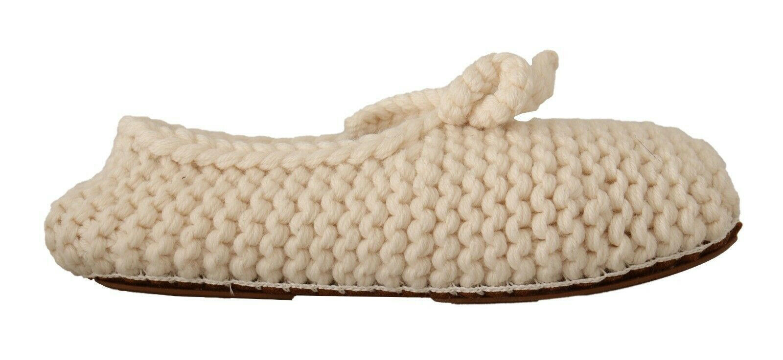 Dolce & Gabbana White Slip On Ballerina Flats Wool Knit Shoes -   -  Dolce & Gabbana.