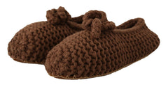 Dolce & Gabbana Brown Slip On Ballerina Flats Wool Knit Shoes -   -  Dolce & Gabbana.
