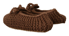 Dolce & Gabbana Brown Slip On Ballerina Flats Wool Knit Shoes -   -  Dolce & Gabbana.