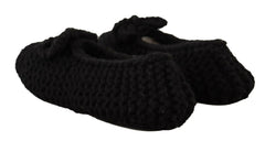 Dolce & Gabbana Black Slip On Ballerina Flats Wool Knit Shoes -   -  Dolce & Gabbana.
