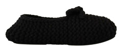 Dolce & Gabbana Black Slip On Ballerina Flats Wool Knit Shoes -   -  Dolce & Gabbana.