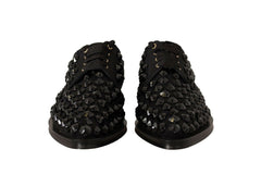 Dolce & Gabbana Black Lace Up Studded Formal Flats Shoes -   -  Dolce & Gabbana.