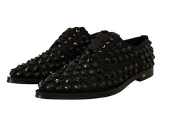 Dolce & Gabbana Black Lace Up Studded Formal Flats Shoes -   -  Dolce & Gabbana.