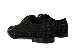 Dolce & Gabbana Black Lace Up Studded Formal Flats Shoes -   -  Dolce & Gabbana.