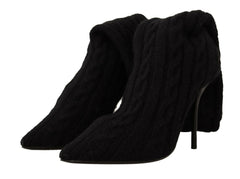 Dolce & Gabbana Black Stretch Socks Knee High Booties Shoes -   -  Dolce & Gabbana.