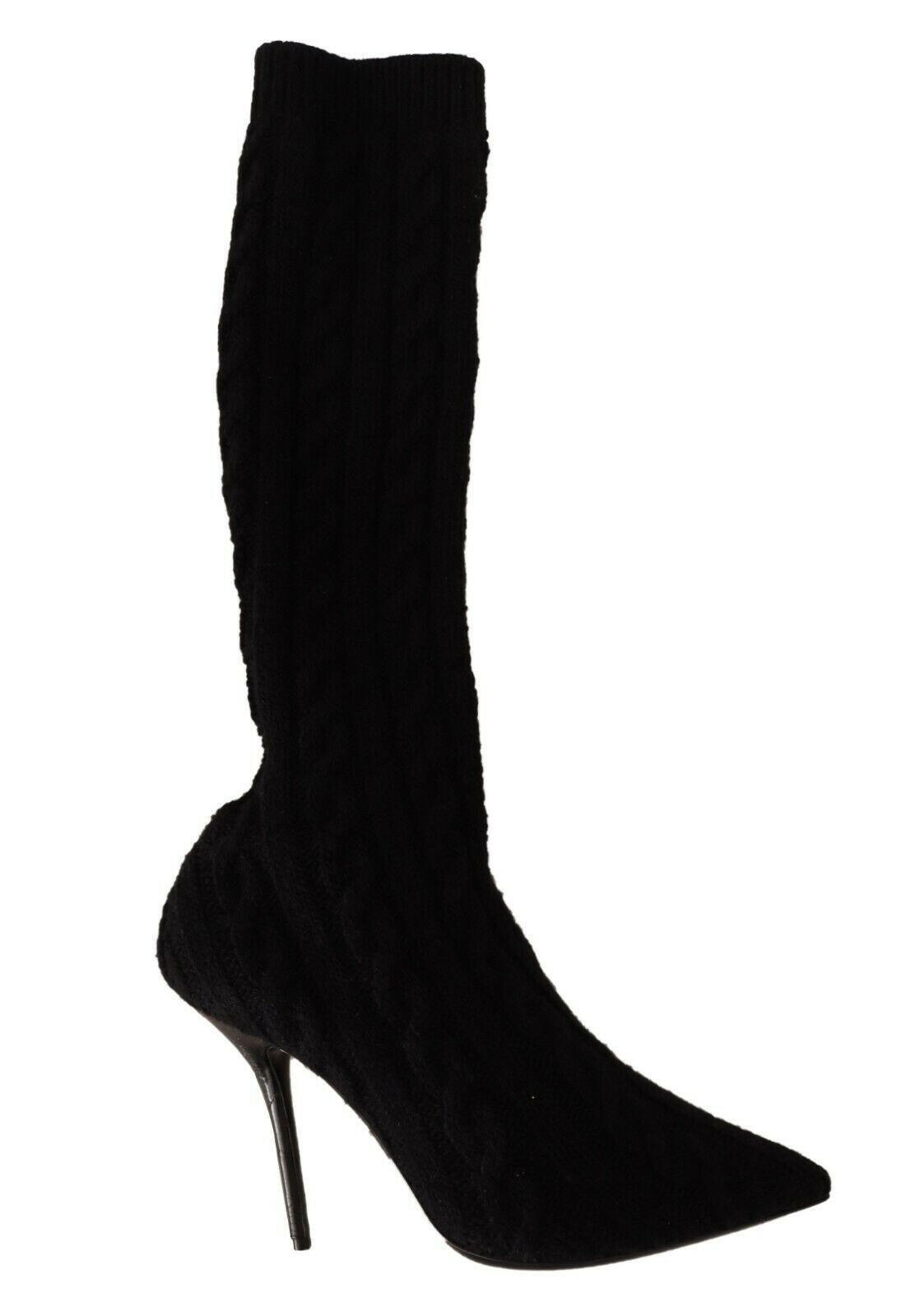 Dolce & Gabbana Black Stretch Socks Knee High Booties Shoes -   -  Dolce & Gabbana.
