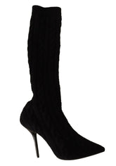 Dolce & Gabbana Black Stretch Socks Knee High Booties Shoes -   -  Dolce & Gabbana.