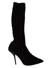 Dolce & Gabbana Black Stretch Socks Knee High Booties Shoes -   -  Dolce & Gabbana.