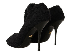 Dolce & Gabbana Black Stretch Socks Knee High Booties Shoes -   -  Dolce & Gabbana.