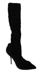 Dolce & Gabbana Black Stretch Socks Knee High Booties Shoes -   -  Dolce & Gabbana.