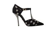 Dolce & Gabbana Black Crystals T-strap Heels Pumps Shoes -   -  Dolce & Gabbana.