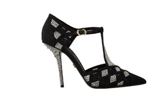 Dolce & Gabbana Black Crystals T-strap Heels Pumps Shoes -   -  Dolce & Gabbana.