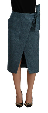 Koonhor Blue High Waist Pencil Straight Wrap Style Skirt -   -  Koonhor.