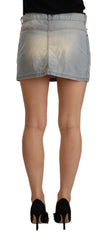 Ermanno Scervino Light Blue Mid Waist Denim Mini Cotton Skirt -   -  Ermanno Scervino.