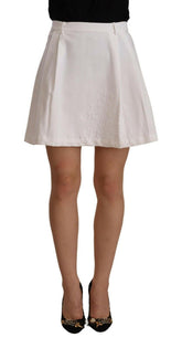 Ermanno Scervino White High Waist A-line Mini Cotton Skirt -   -  Ermanno Scervino.