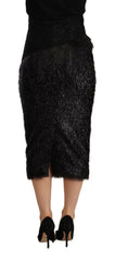 Masha Ma Black Tinsel High Waist Pencil Midi Viscose Skirt -   -  Masha Ma.