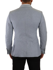 Dolce & Gabbana Blue Cotton Linen Slim Fit Jacket Coat Blazer -   -  Dolce & Gabbana.