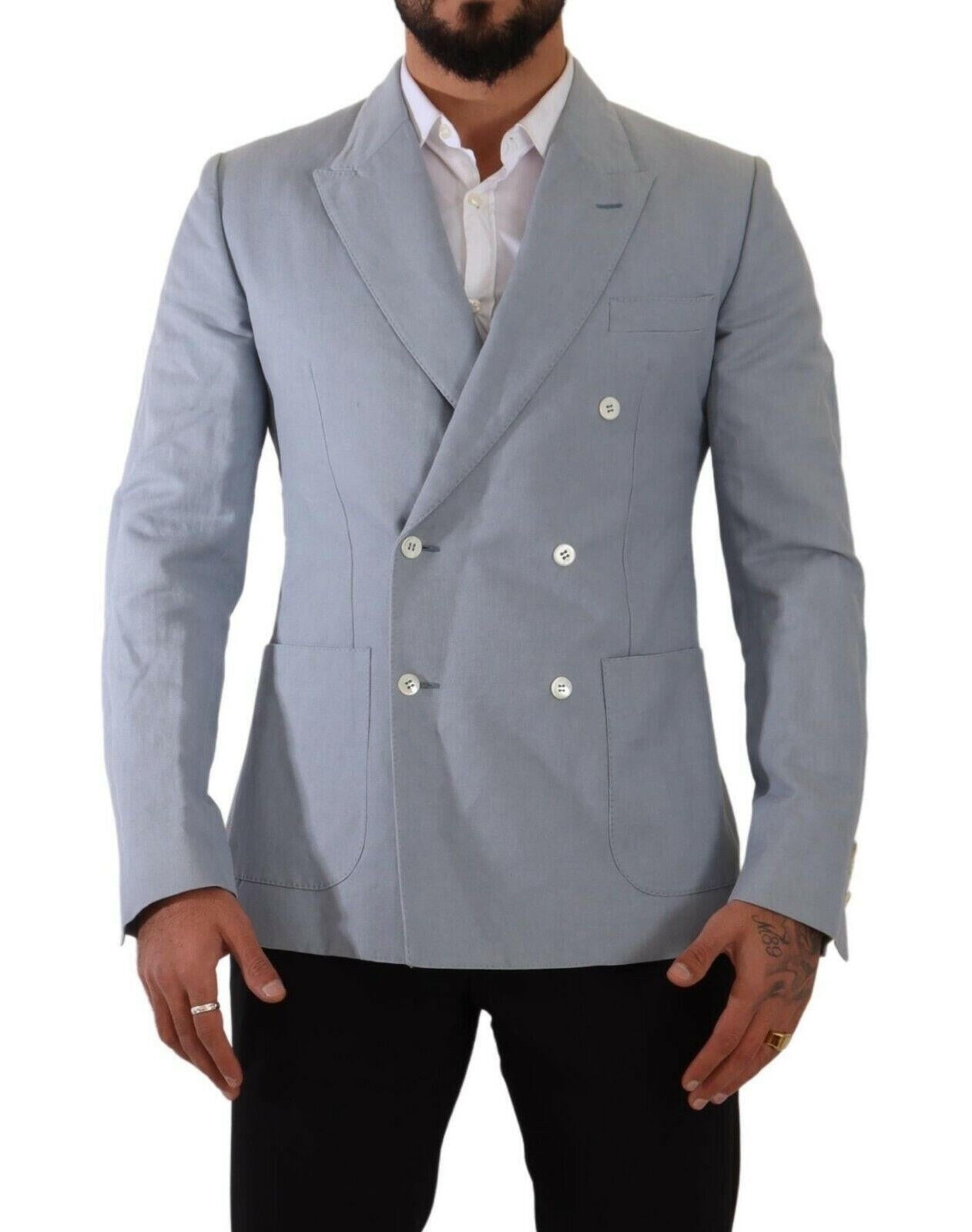 Dolce & Gabbana Blue Cotton Linen Slim Fit Jacket Coat Blazer -   -  Dolce & Gabbana. Dolce & Gabbana Blue Cotton Linen Slim Fit Jacket Coat Blazer -   -  Dolce & Gabbana.