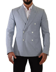 Dolce & Gabbana Blue Cotton Linen Slim Fit Jacket Coat Blazer -   -  Dolce & Gabbana.