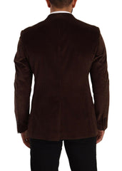 Dolce & Gabbana Brown Corduroy Slim Fit Coat DG Logo Blazer -   -  Dolce & Gabbana.
