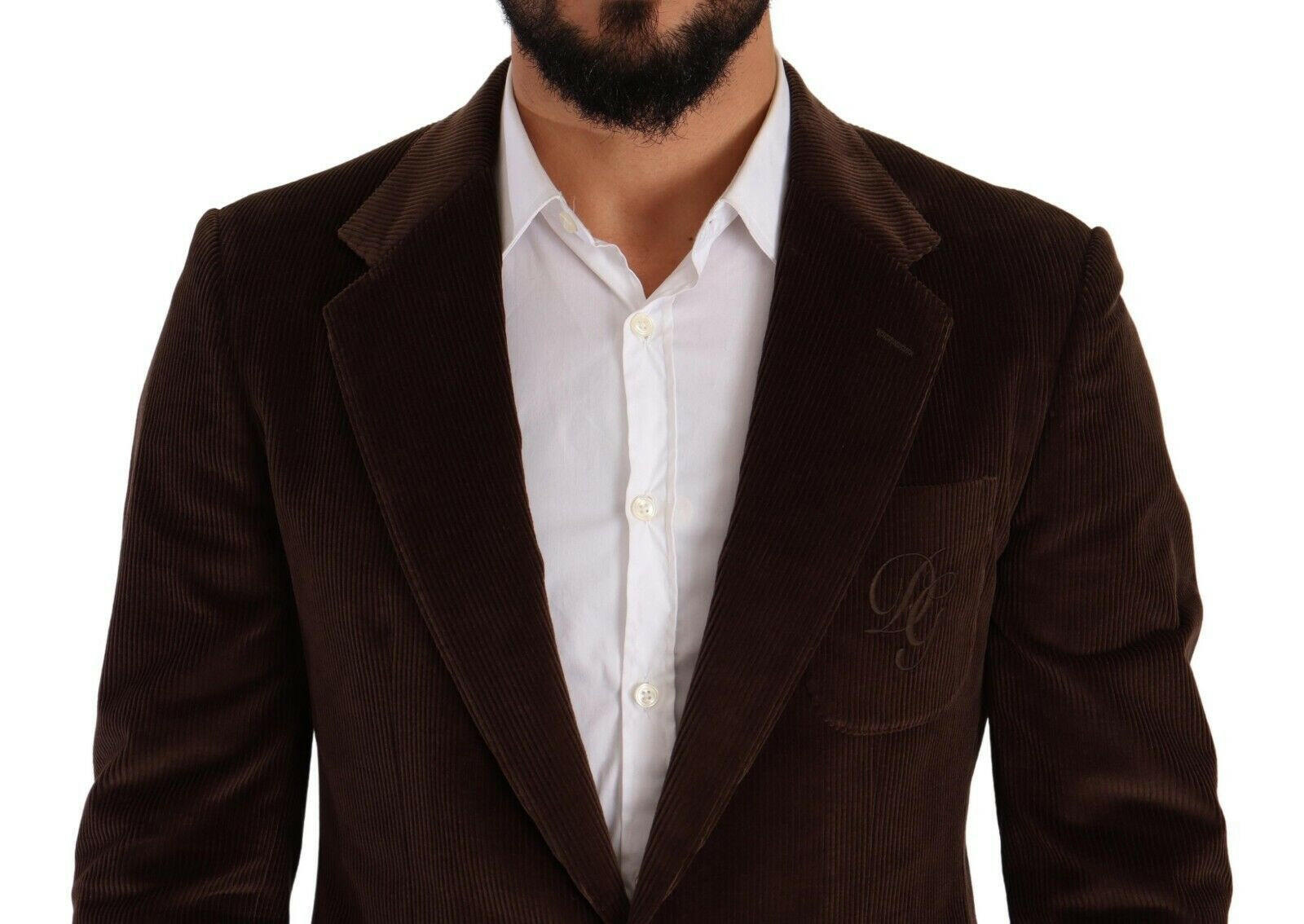 Dolce & Gabbana Brown Corduroy Slim Fit Coat DG Logo Blazer -   -  Dolce & Gabbana. Dolce & Gabbana Brown Corduroy Slim Fit Coat DG Logo Blazer -   -  Dolce & Gabbana.