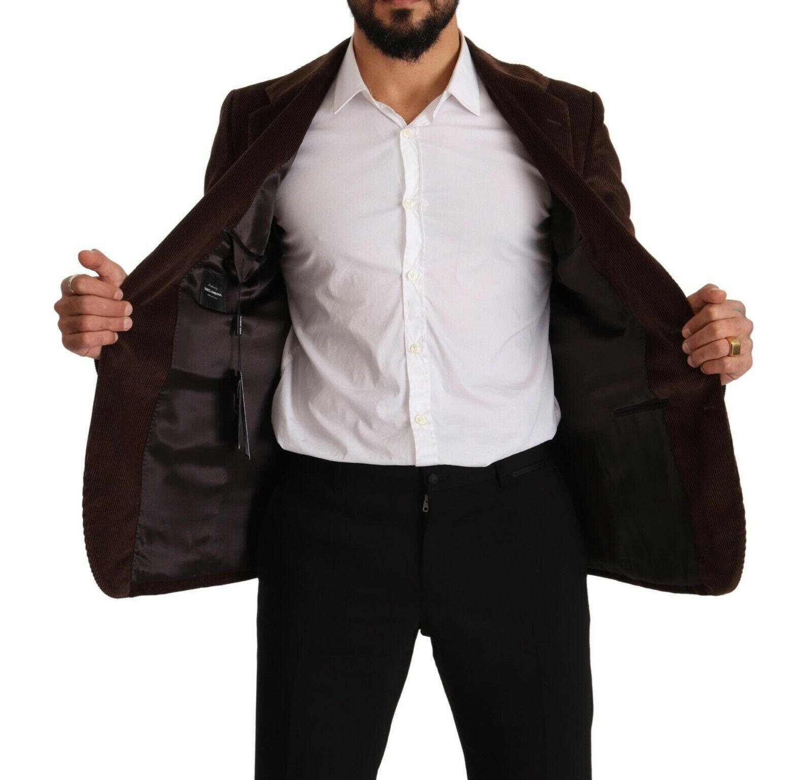 Dolce & Gabbana Brown Corduroy Slim Fit Coat DG Logo Blazer -   -  Dolce & Gabbana. Dolce & Gabbana Brown Corduroy Slim Fit Coat DG Logo Blazer -   -  Dolce & Gabbana.