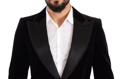 Dolce & Gabbana Black Velvet Single Breasted One Button Blazer -   -  Dolce & Gabbana.