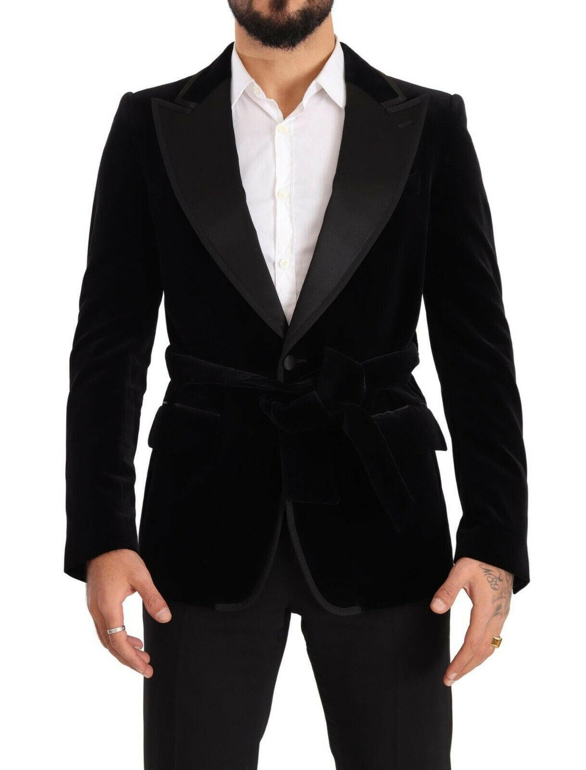 Dolce & Gabbana Black Velvet Single Breasted One Button Blazer -   -  Dolce & Gabbana.