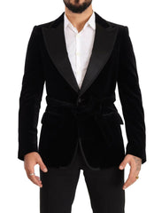 Dolce & Gabbana Black Velvet Single Breasted One Button Blazer -   -  Dolce & Gabbana.